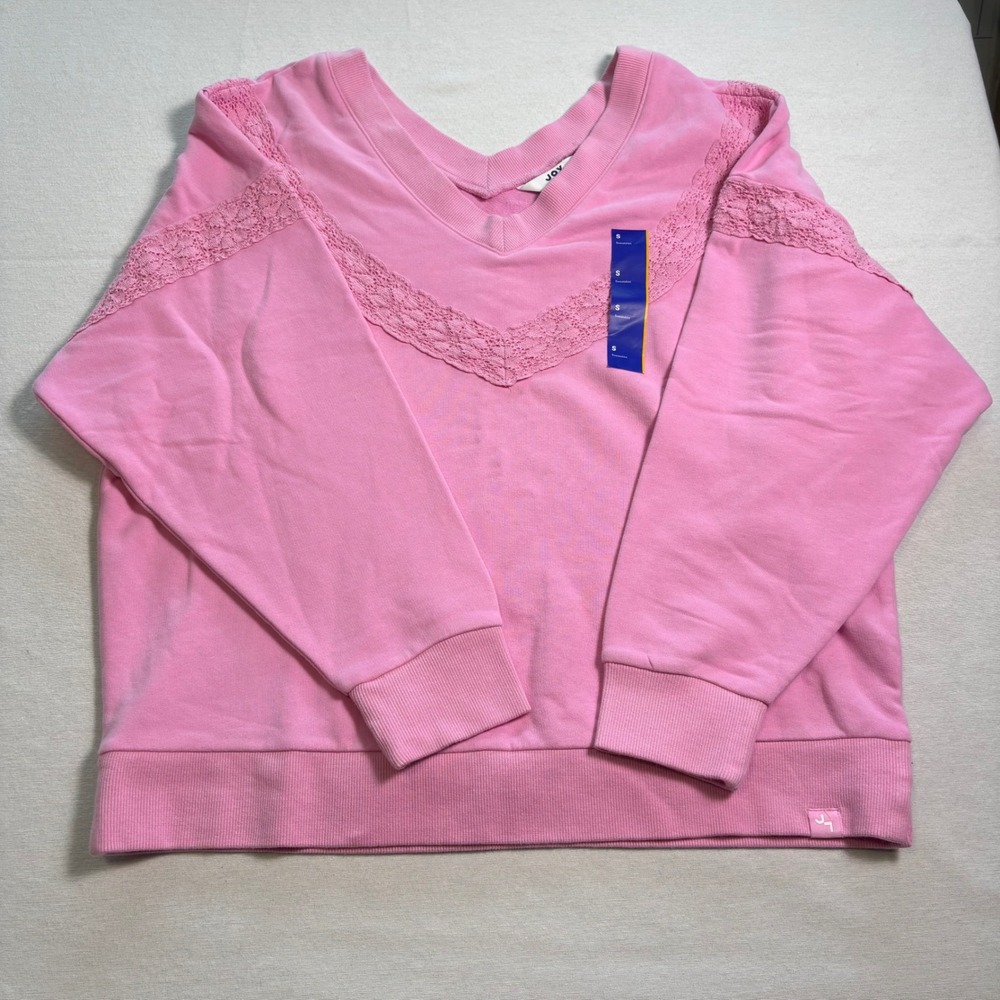 Women's Crochet Trim V-Neck Sweatshirt -JoyLab